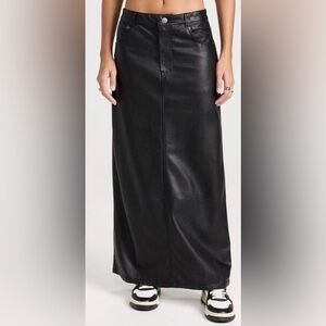 Free People Black Faux Leather Maxi Skirt